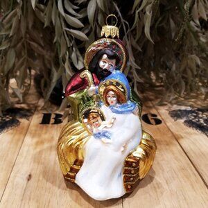 BALTICA Nativity Scene Jesus Mary & Joseph Polish Glass Christmas Ornament